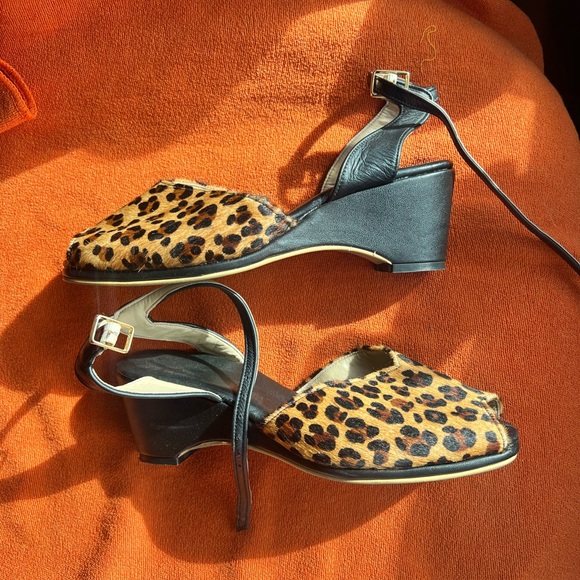 colin johnson Shoes - Leather Leopard Print wedges - viva Las Vegas!